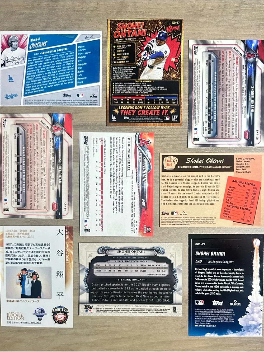 Shohei Ohtani Signed Roolie Lot of (9) Kaboom Anime Novelty Cards.